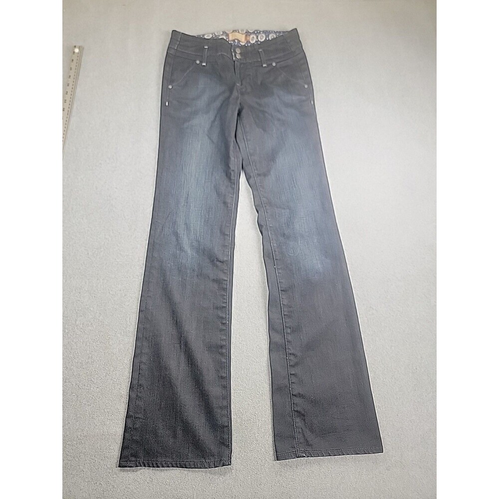 Paige Jeans Womens 28 30x34 Foothill Flare Stretch Dark Blue Low Rise Fade Rodeo